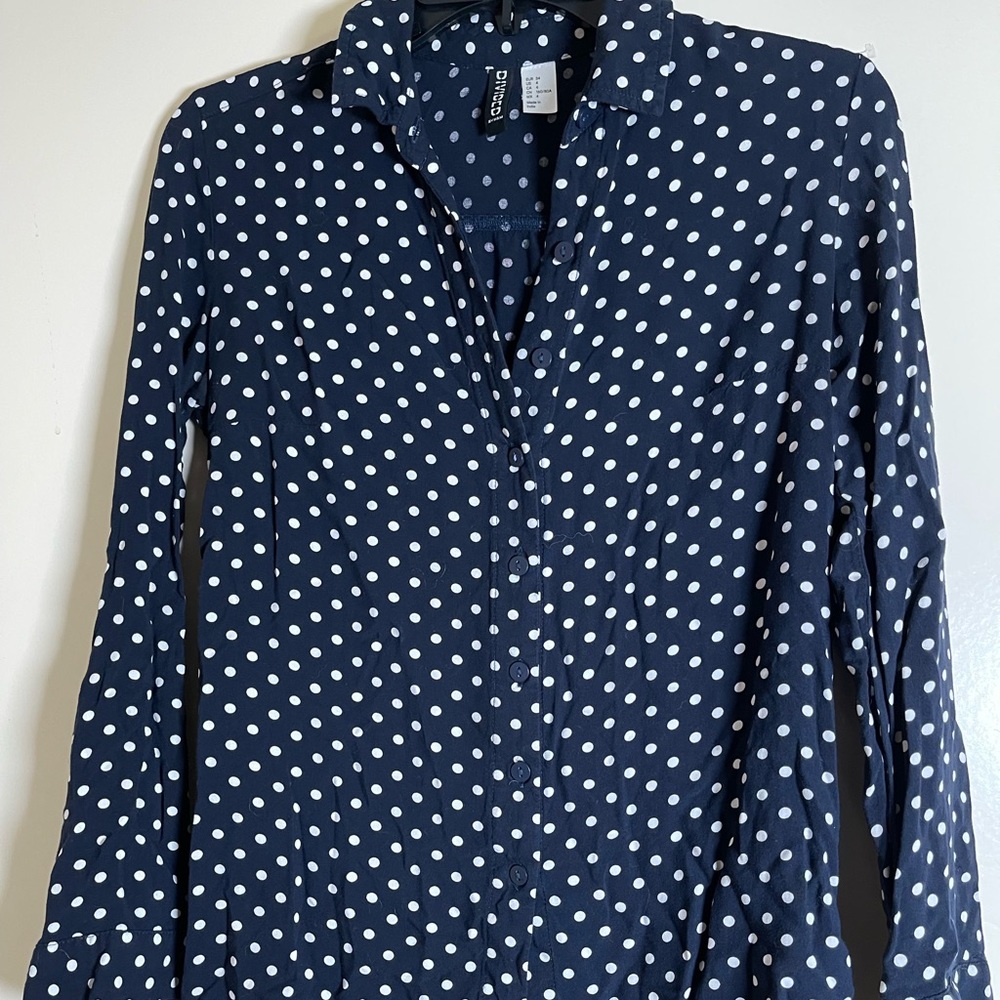 Divided by H&M blue polka dot blouse